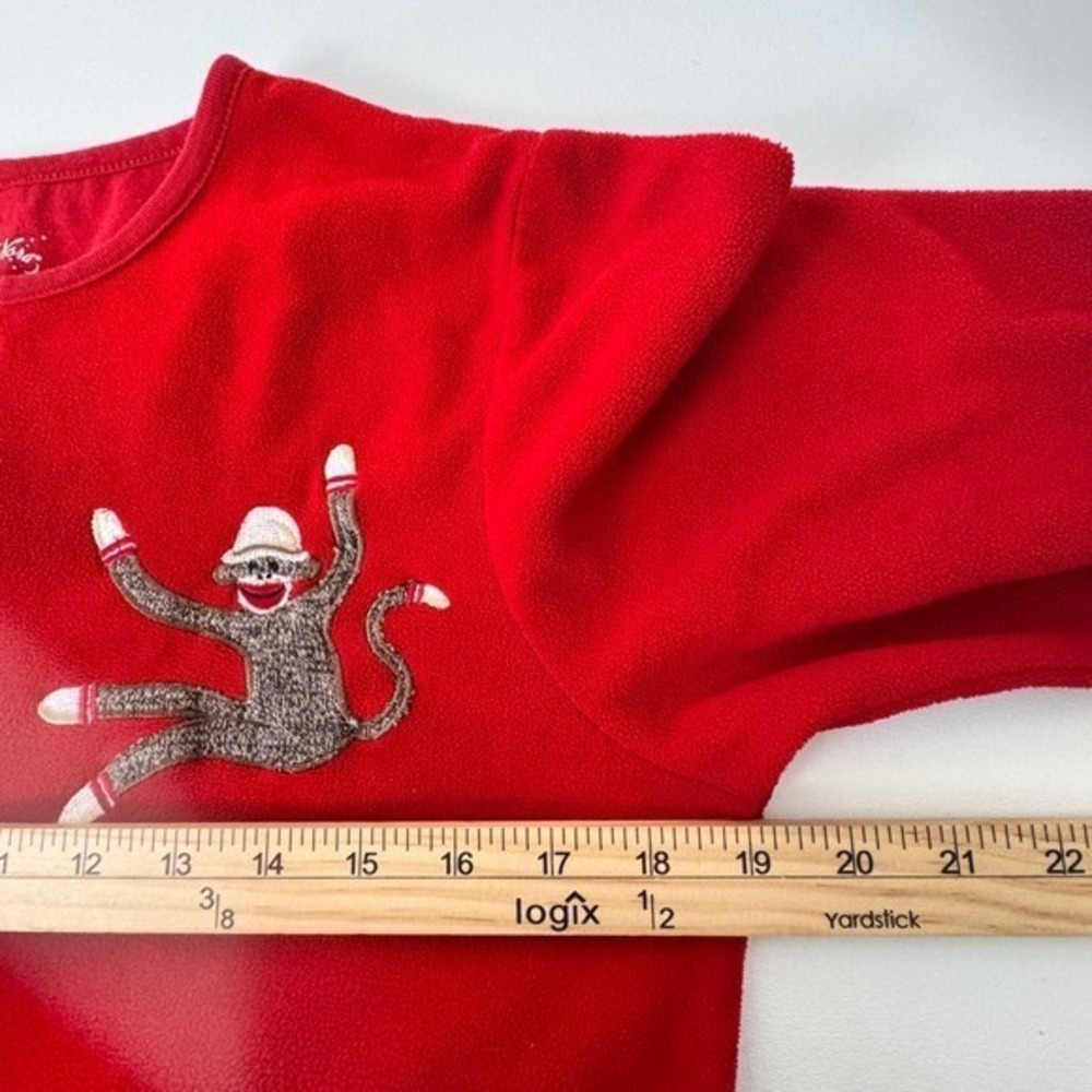 Nick & Nora Footed Pajamas Womens S Red Long Sleeve Sock Monkey Fleece Sleepwear - Picture 6 of 12